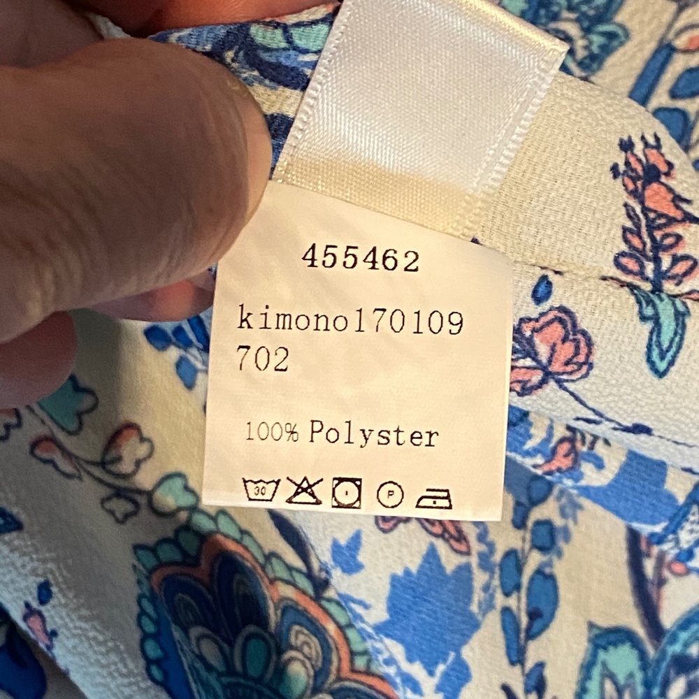 COPY - NWOT Boho Kimono Blue White Teal OS Open Front - Picture 9 of 9